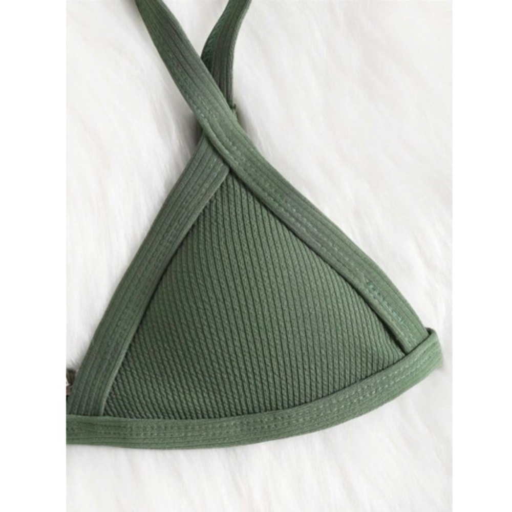 Zaful Ribbed Texture String Bikini Set - Picture 3 of 5